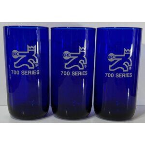 3 Vintage Brunswick Recreation Center Cobalt Blue 700 Series Bowling Glasses